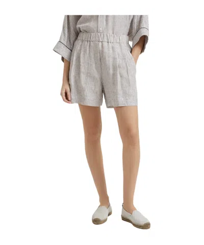 Brunello Cucinelli Striped Shorts In Gray
