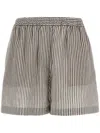Brunello Cucinelli Striped Linen Bermuda Shorts Bermuda And Short In Grey