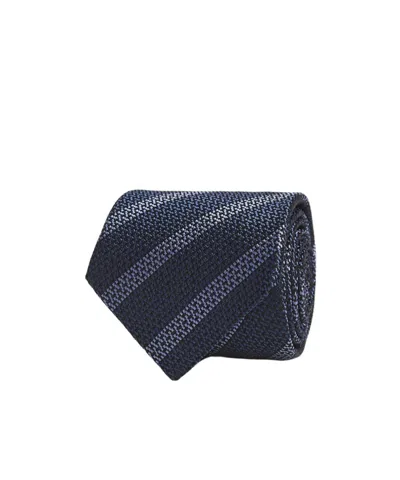Brunello Cucinelli Striped Silk Neck Tie In Black