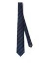 Brunello Cucinelli Striped Silk Neck Tie In Blue