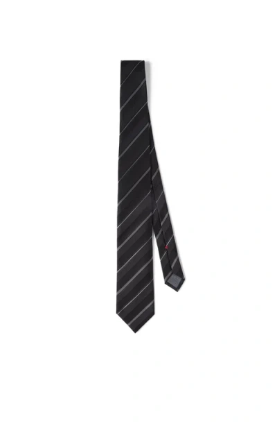 Brunello Cucinelli Striped Silk Necktie In Blue