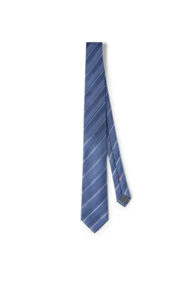 Brunello Cucinelli Striped Silk Necktie In Blue