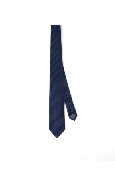 Brunello Cucinelli Striped Silk Necktie In Blue