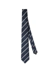 Brunello Cucinelli Striped Silk Necktie In Navy Blue