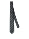 Brunello Cucinelli Striped Silk Tie In Gray