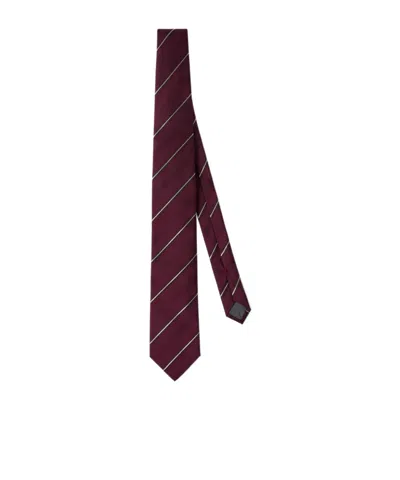 Brunello Cucinelli Striped Silk Tie In Red