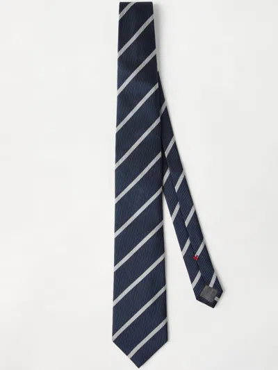 Brunello Cucinelli Striped Silk Tie In Blue