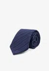 Brunello Cucinelli Striped Silk Tie In Blue