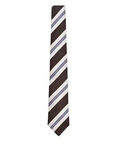 Brunello Cucinelli Striped Silk Tie In Black