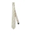 Brunello Cucinelli Striped Silk Tie In Gray