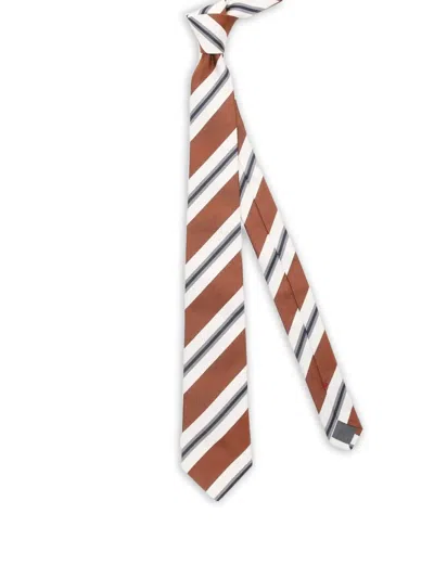 Brunello Cucinelli Striped Silk Tie In Multi