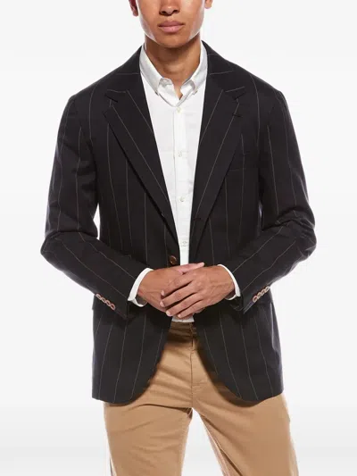 Brunello Cucinelli Striped Single-breasted Blazer In Black