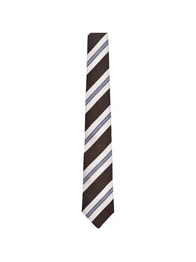Brunello Cucinelli Striped Skinny-tie In Metallic