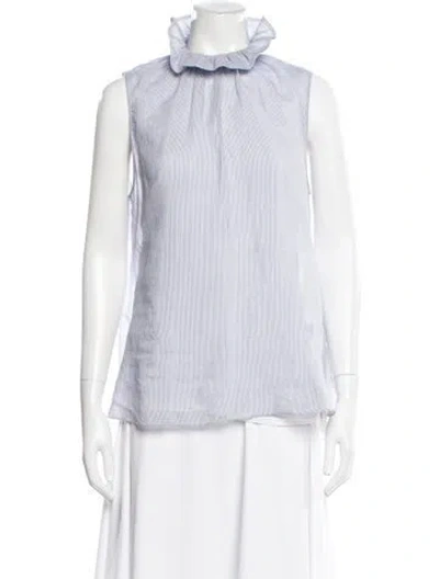 Pre-owned Brunello Cucinelli Striped Sleeveless Blouse In Blue