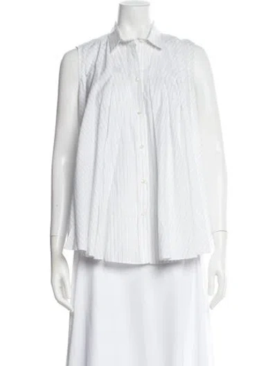 Pre-owned Brunello Cucinelli Striped Sleeveless Button-up Top In Neutral