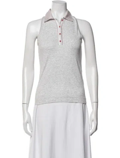 Pre-owned Brunello Cucinelli Striped Sleeveless Polo In Neutrals