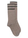 Brunello Cucinelli Shimmering Striped Mid-calf Socks In Brown