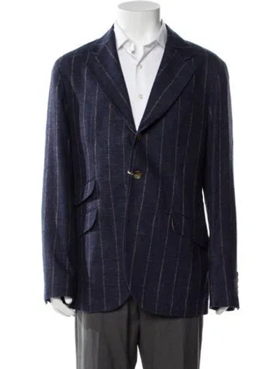 Pre-owned Brunello Cucinelli Striped Sport Coat W/ Tags In Blue