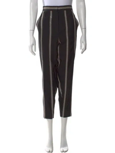 Pre-owned Brunello Cucinelli Striped Straight Leg Pants In Black
