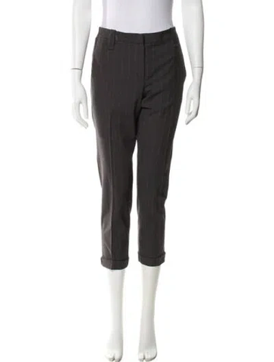Pre-owned Brunello Cucinelli Striped Straight Leg Pants In Gray