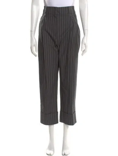 Pre-owned Brunello Cucinelli Striped Straight Leg Pants In Gray