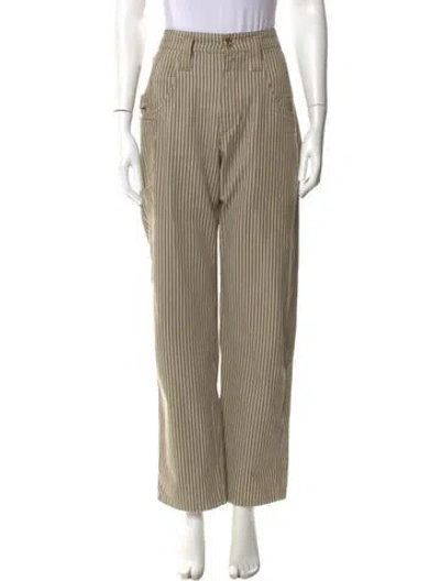 Pre-owned Brunello Cucinelli Striped Straight Leg Pants In Neutral