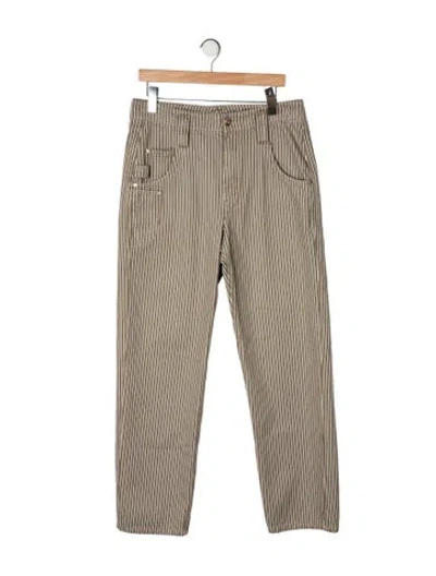 Pre-owned Brunello Cucinelli Striped Straight Leg Pants In Neutral