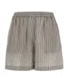 Brunello Cucinelli Striped Linen Bermuda Shorts Bermuda And Short In Gray