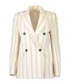 Brunello Cucinelli Striped Suit Coat In White