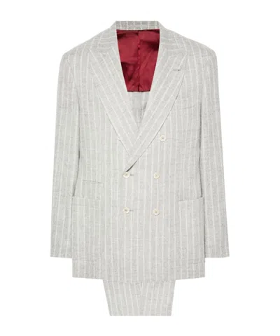 BRUNELLO CUCINELLI BRUNELLO CUCINELLI STRIPED TWO-PIECE TAILORED SUIT