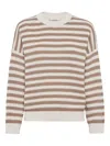 Brunello Cucinelli Cotton-blend Stripe Sweater In Neutral