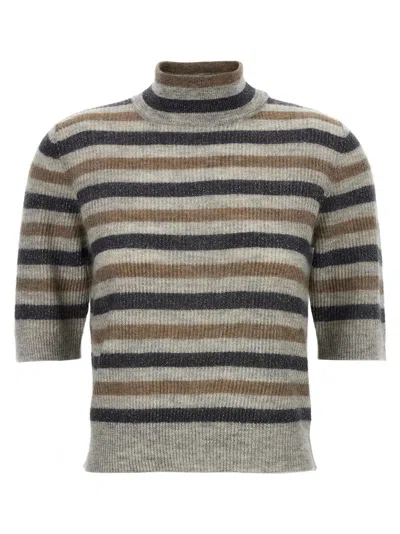 BRUNELLO CUCINELLI BRUNELLO CUCINELLI STRIPED CROPPED JUMPER