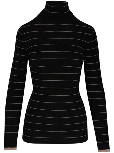 Brunello Cucinelli Striped Sweater In Black