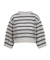 Brunello Cucinelli Striped Knit Sweater In Gray
