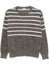 Brunello Cucinelli Striped Sweater In Grey
