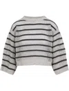 Brunello Cucinelli Striped Knit Sweater In Neutrals