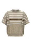 Brunello Cucinelli Lurex Stripes Sweater Sweaters And Cardigans In Nude