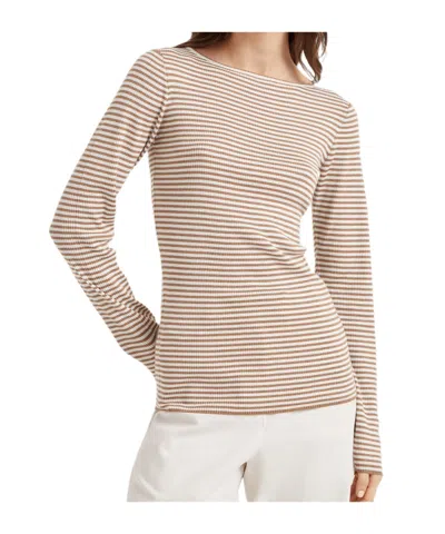 Brunello Cucinelli Striped Sweater In Nude
