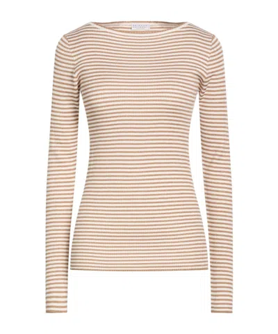 Brunello Cucinelli Striped Sweater In Neutral
