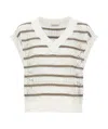 Brunello Cucinelli Striped Sweater In White