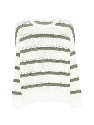 Brunello Cucinelli Striped Sweater In White