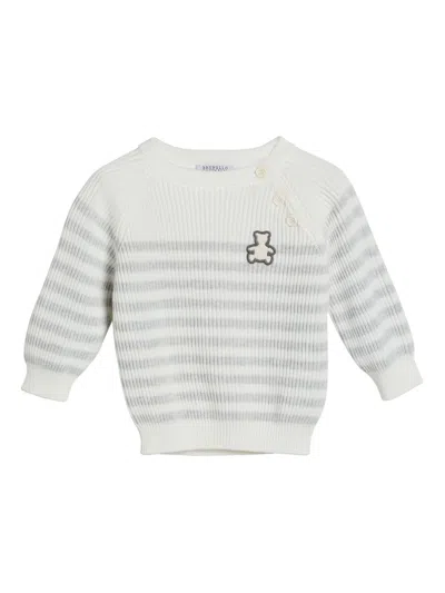 Brunello Cucinelli Babies' Striped Sweater In White