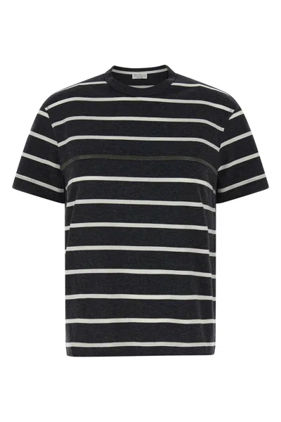 BRUNELLO CUCINELLI BRUNELLO CUCINELLI STRIPE DETAILED CREWNECK T-SHIRT