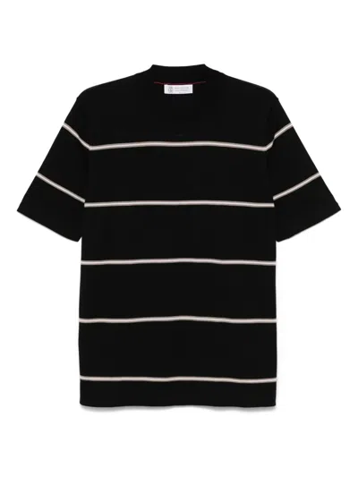 Brunello Cucinelli Striped T-shirt In Black