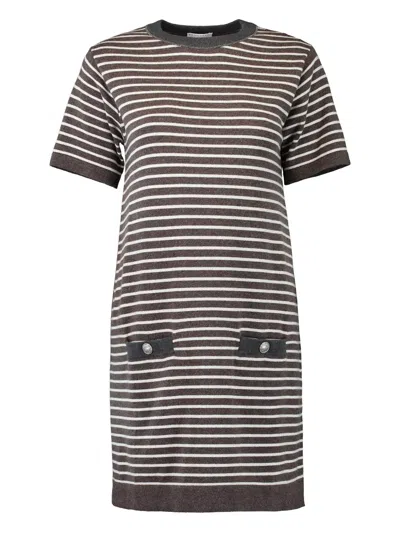 Brunello Cucinelli Striped T-shirt Dress In Multi
