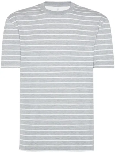 Brunello Cucinelli Striped T-shirt In Grey