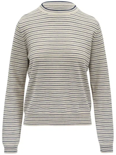 Brunello Cucinelli Striped T-shirt In Neutrals