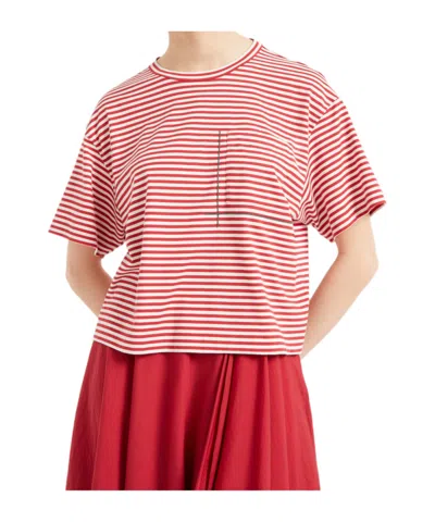 BRUNELLO CUCINELLI BRUNELLO CUCINELLI STRIPED JERSEY CROPPED T-SHIRT