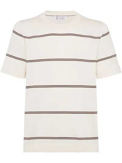 Brunello Cucinelli Striped T-shirt In White