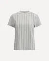 Brunello Cucinelli Women Striped T-shirt With Mini Sequins In Gray